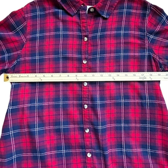 Red Navy JACHS NY Medium Flannel Long Sleeve Plaid Flurry Season - Picture 4 of 8